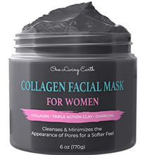 Load image into Gallery viewer, Collagen Face Facial Mask for Women - Deep Cleansing with Triple Action Clay & Activated Charcoal - Pore Minimizer, Reduce Acne, Blackheads, Oily Skin, Wrinkles, Fine Lines (6 oz)