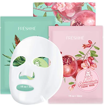 Facial Sheet Masks - Hydrating Face Mask Allantoin Sodium Hyaluronate Aloe Vera and Punica Granatum Fruit Extract Moisturizing Plant Facial Mask, Combo 6 Pack