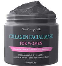 Load image into Gallery viewer, Collagen Face Facial Mask for Women - Deep Cleansing with Triple Action Clay &amp; Activated Charcoal - Pore Minimizer, Reduce Acne, Blackheads, Oily Skin, Wrinkles, Fine Lines (6 oz)
